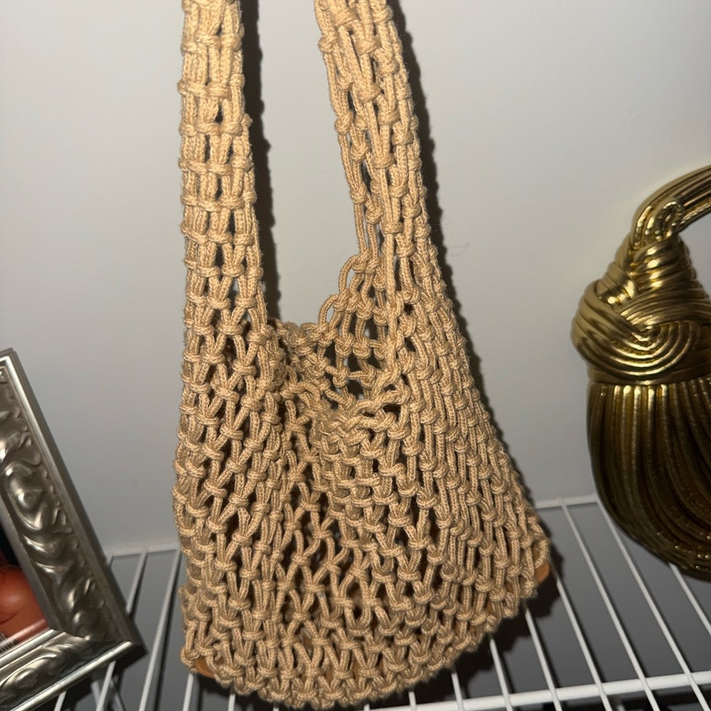 Handcrafted Tan Crochet Bag